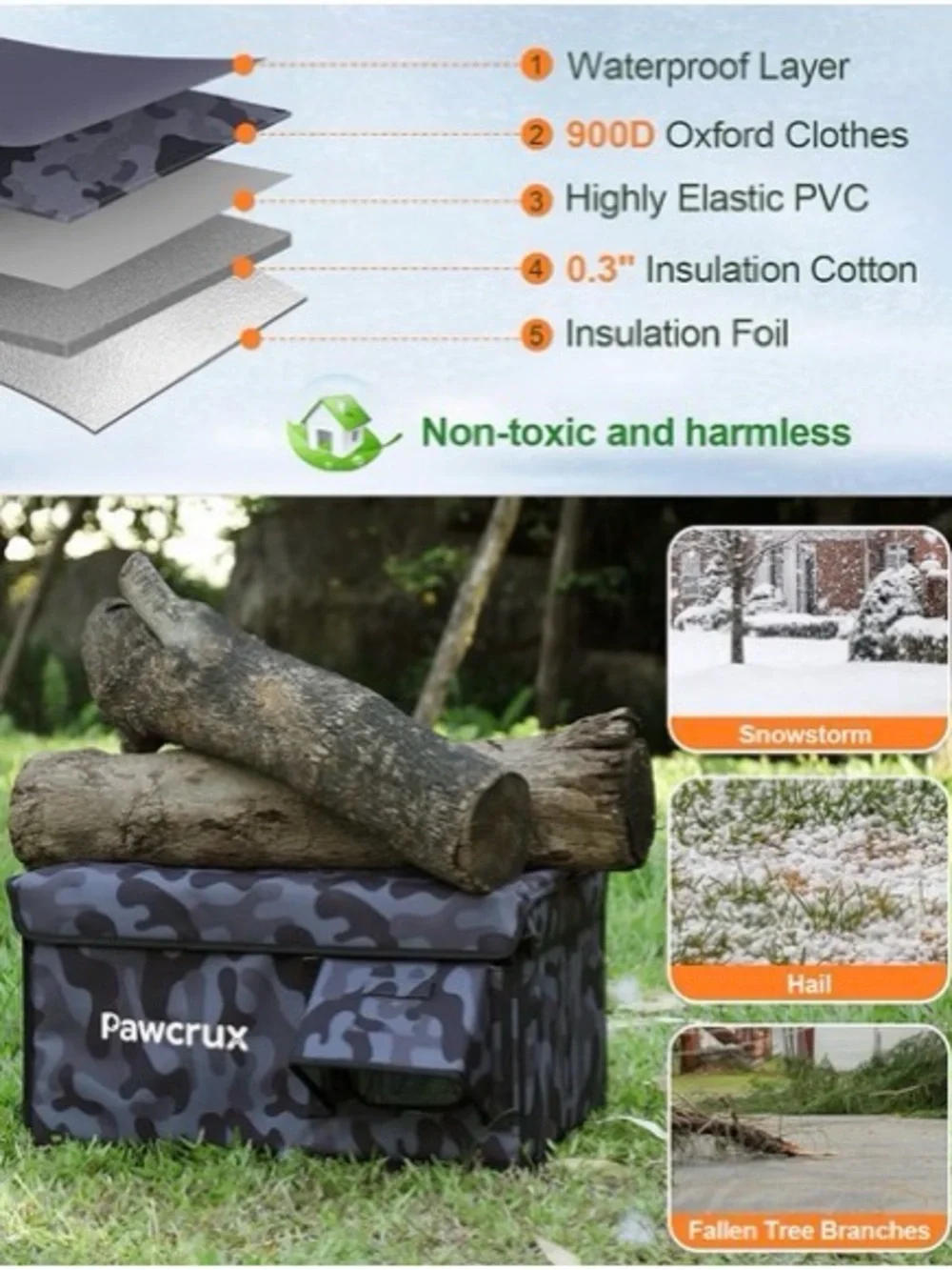 Gray Camo Cat Heated weather proof House .  16X26X14.  CL1